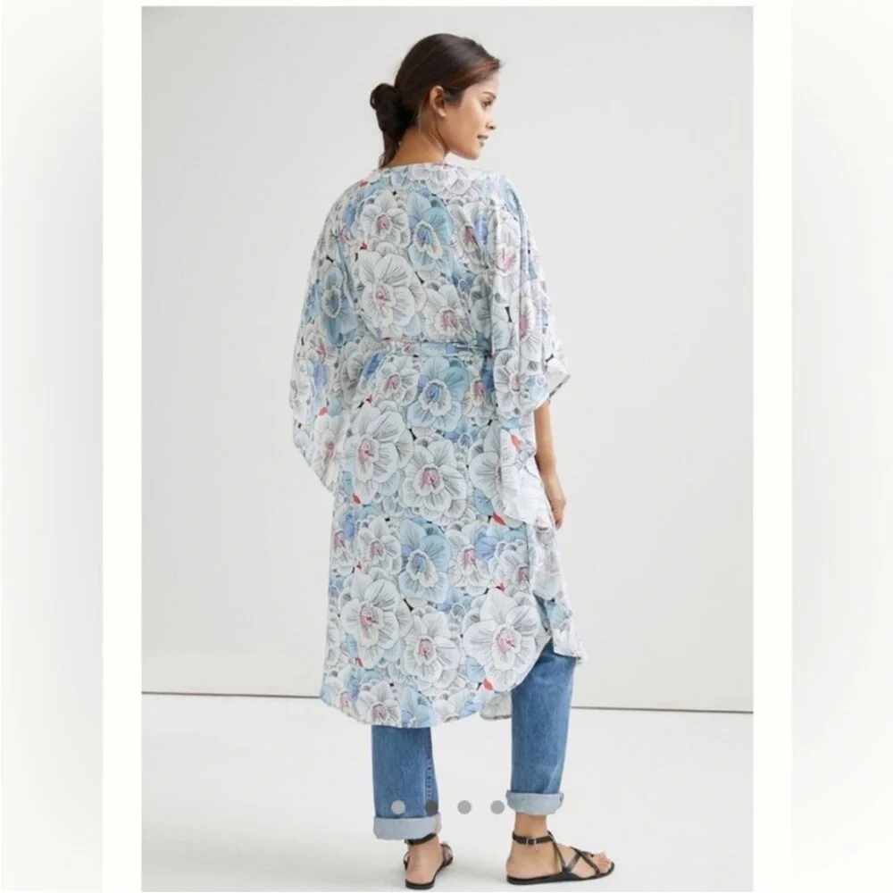 Anthropologie Conditions Apply Kimono NWT New Floral Toe Waist One Size S M L XL - Picture 3 of 10